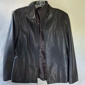 M. Julian Leather Stand-Collar Jacket